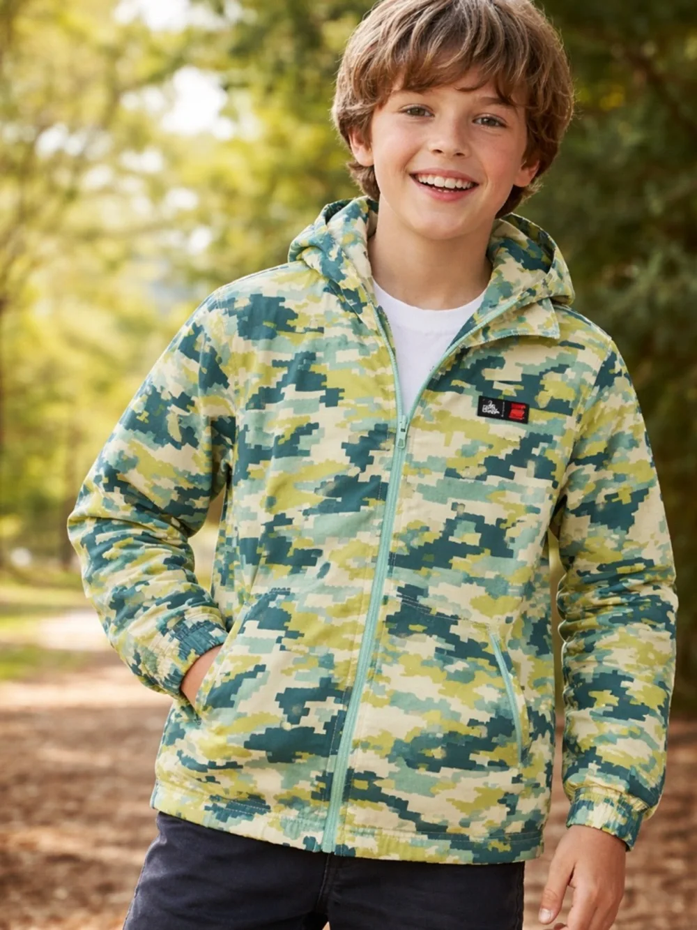 Adidas x LEGO Camouflage Jacket in Green and Beige, size 11/12